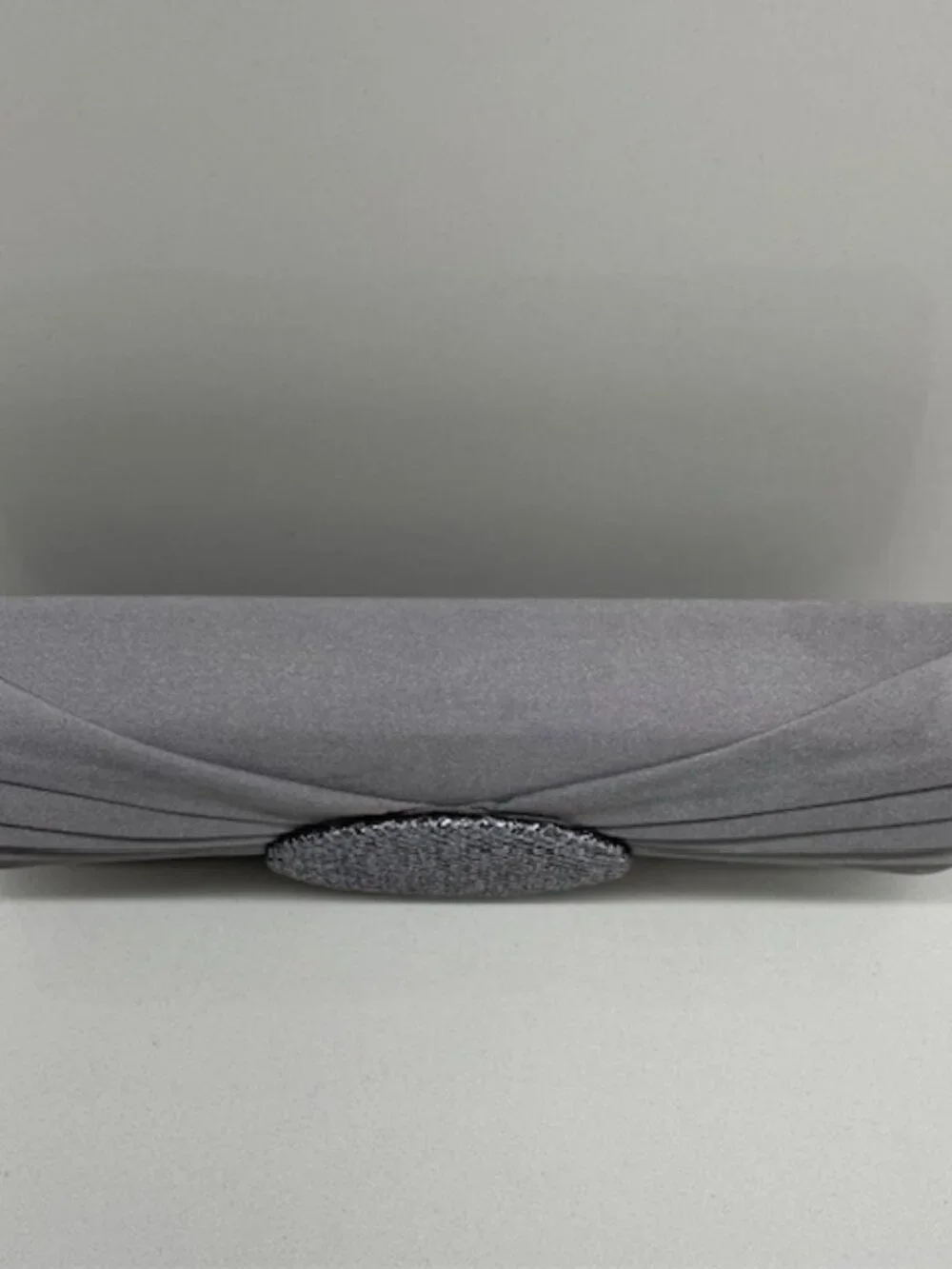 Silver/Grey Satin Evening Clutch/Bag